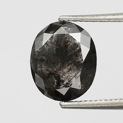 1.39 CT oval Shape Salt and Pepper Diamond 7.60 MM black grey Color Loose Natural Diamond For Wedding Ring