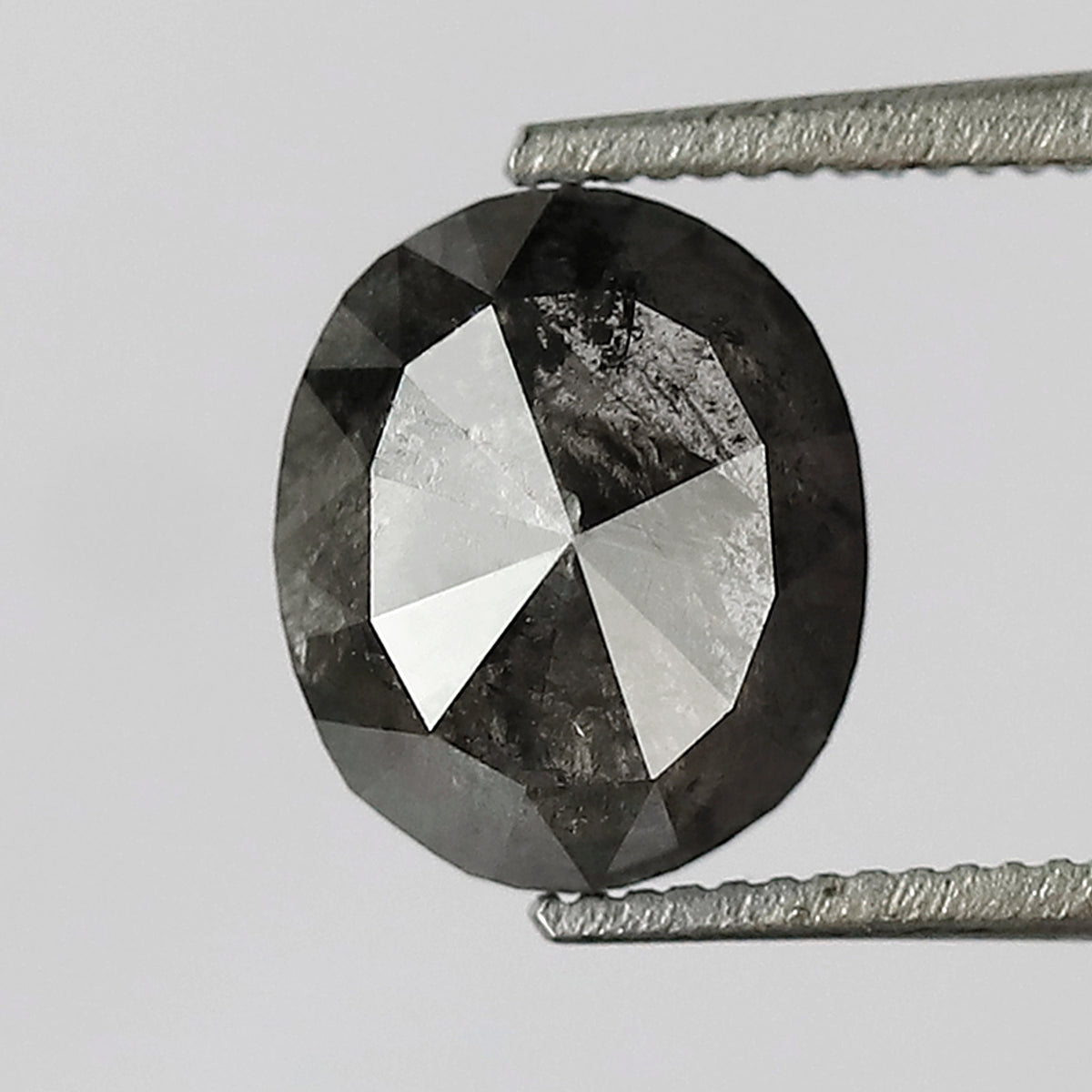 1.39 CT oval Shape Salt and Pepper Diamond 7.60 MM black grey Color Loose Natural Diamond For Wedding Ring
