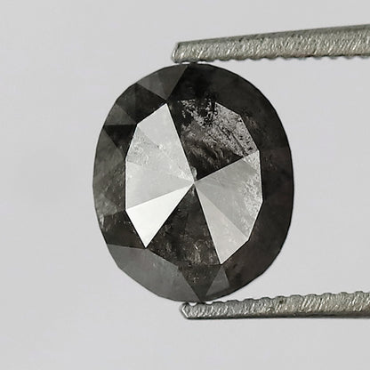 1.39 CT oval Shape Salt and Pepper Diamond 7.60 MM black grey Color Loose Natural Diamond For Wedding Ring