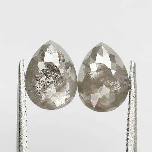 2.60 Ct Pear Pair Gray Black Salt & Pepper Diamonds | Natural Conflict Free Loose Diamonds