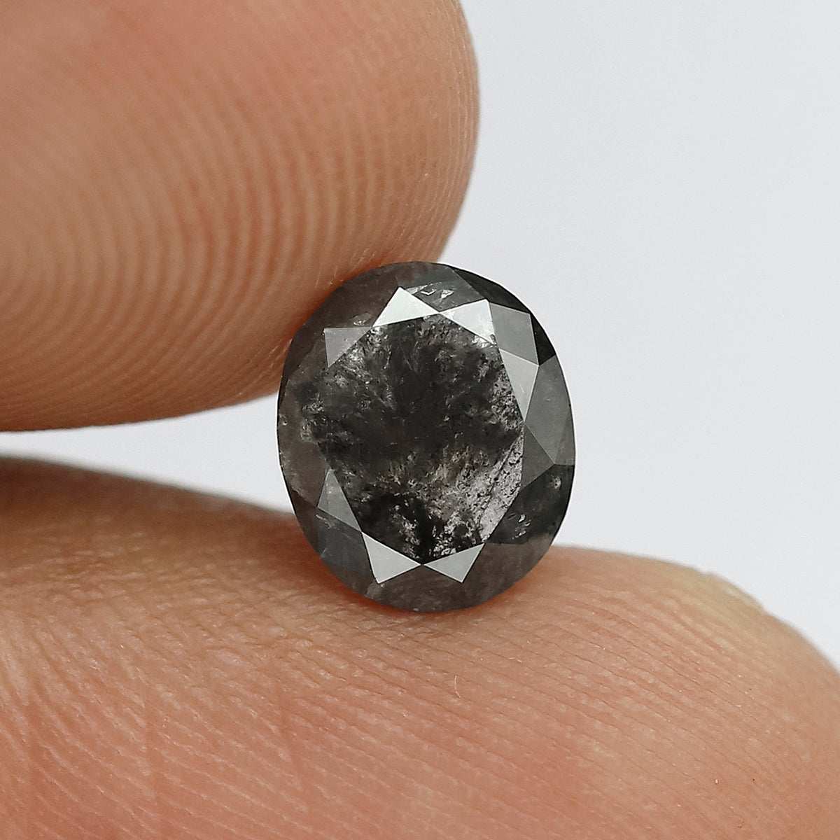 1.39 CT oval Shape Salt and Pepper Diamond 7.60 MM black grey Color Loose Natural Diamond For Wedding Ring