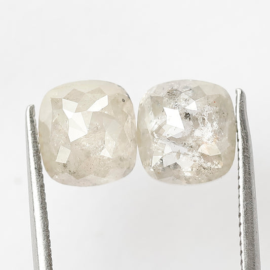2.54 Ct Pair Of Cushion Cut Loose Diamonds, Natural Gray Black Salt and Pepper Earth Mined Diamonds