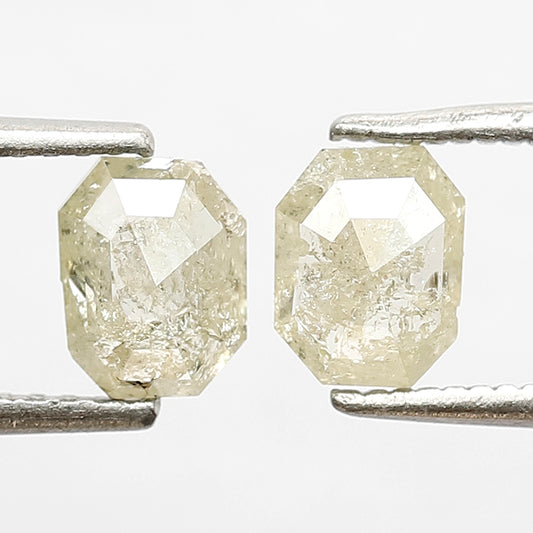 6 MM Half Step Sparkling Cut Polished 1.13 CT Pair Of Emerald Shaped Light Yellow Natural Loose ethically Sourced Salt and Pepper Diamond