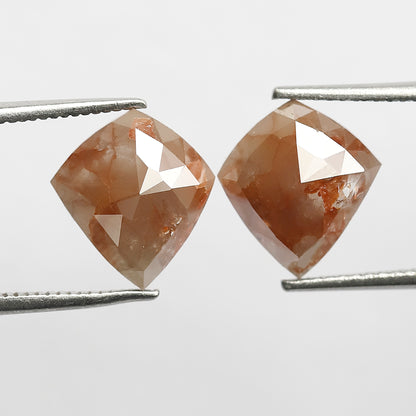 4.57 CT Pair Of Modified cut Diamonds, 11 MM Natural Reddish Gray Color Earth Mined Rustic Diamonds
