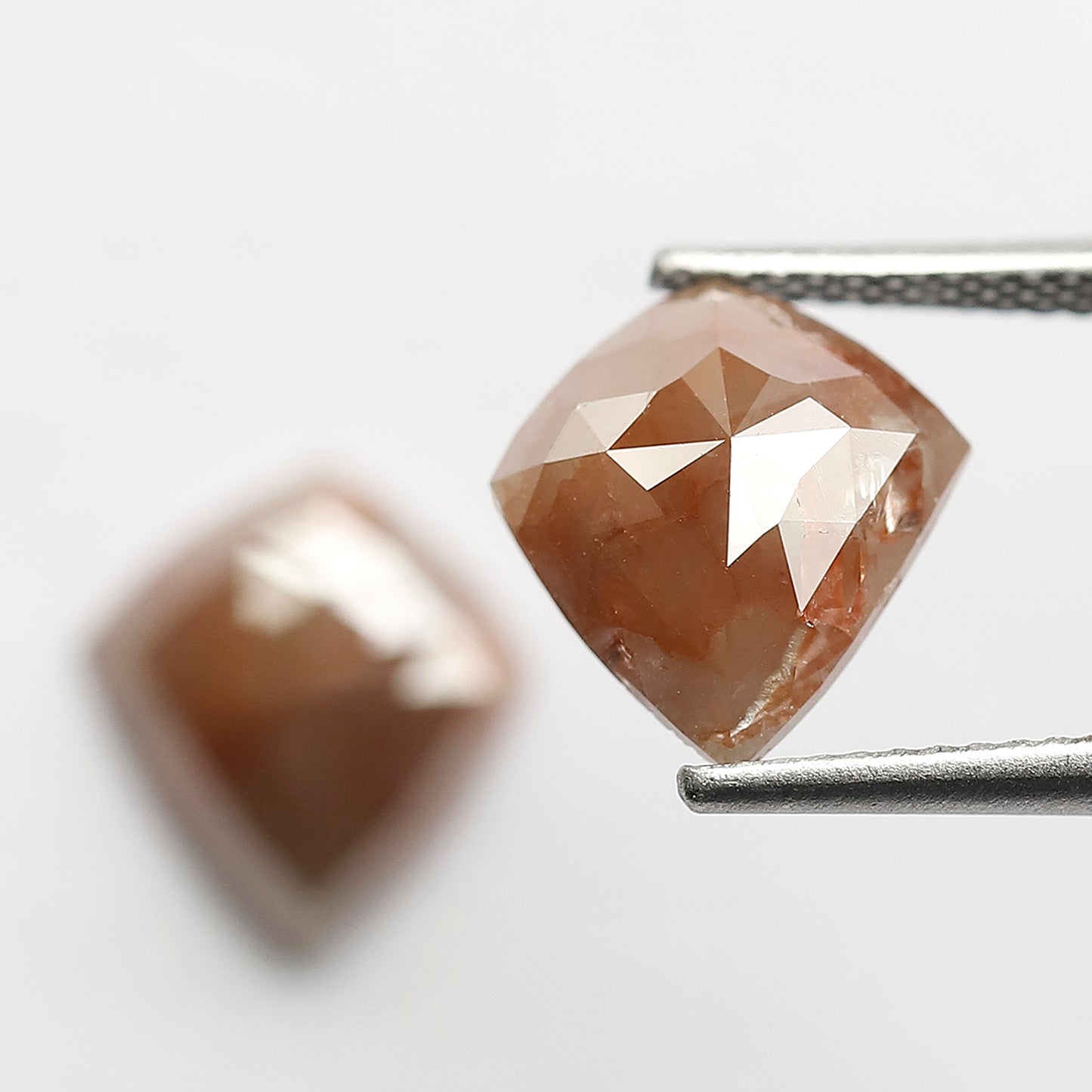 4.57 CT Pair Of Modified cut Diamonds, 11 MM Natural Reddish Gray Color Earth Mined Rustic Diamonds