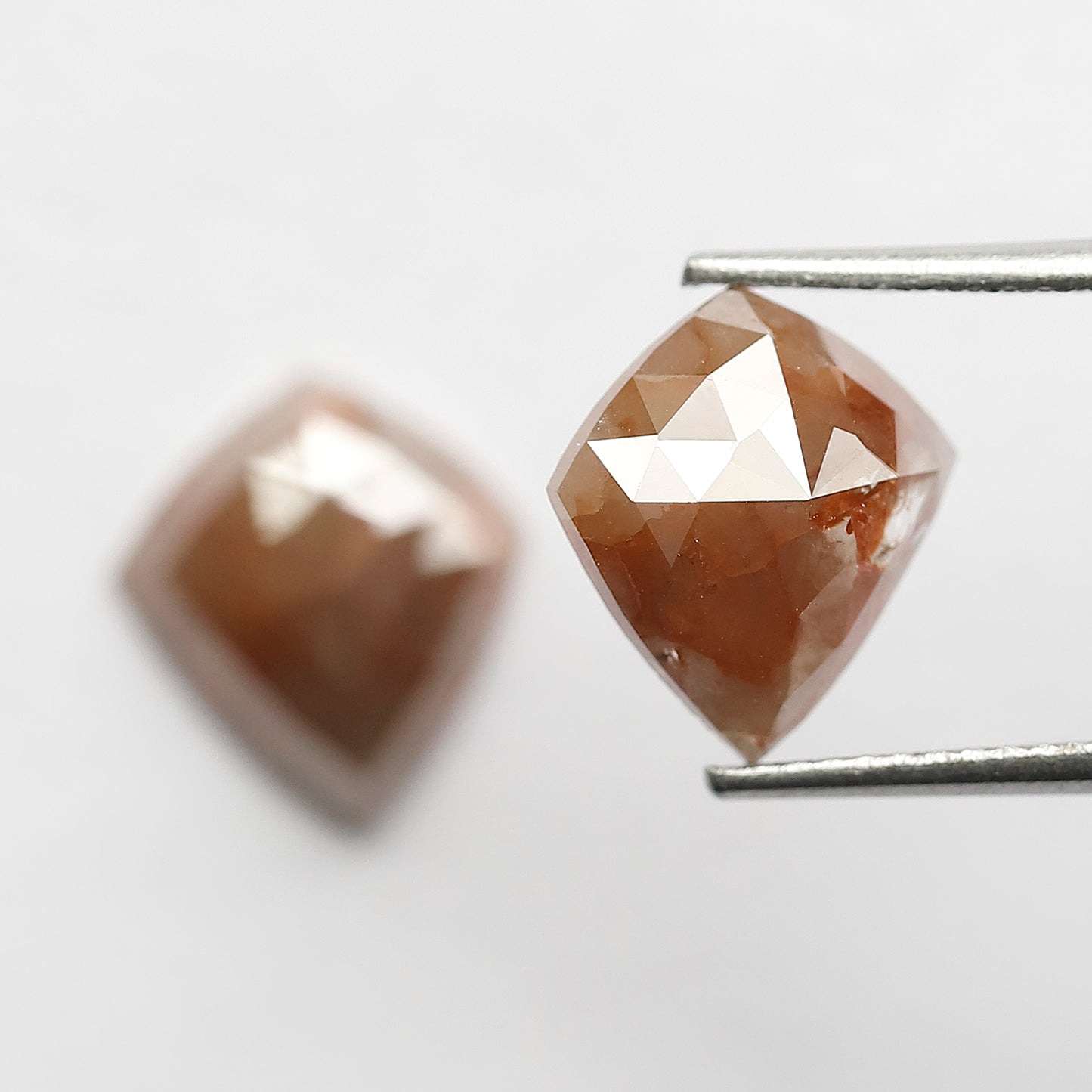 4.57 CT Pair Of Modified cut Diamonds, 11 MM Natural Reddish Gray Color Earth Mined Rustic Diamonds