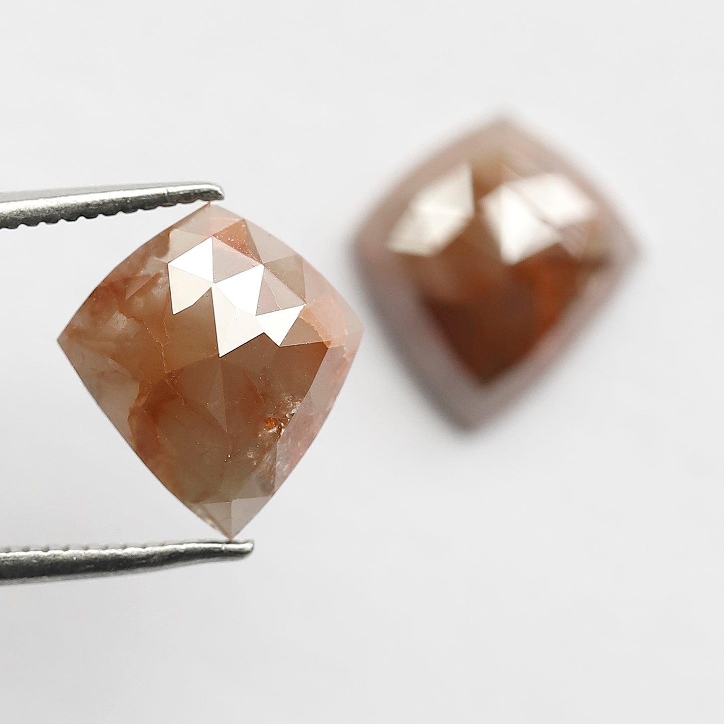 4.57 CT Pair Of Modified cut Diamonds, 11 MM Natural Reddish Gray Color Earth Mined Rustic Diamonds