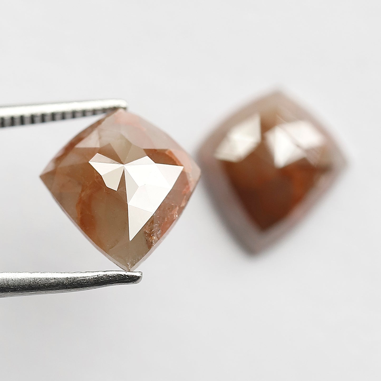 4.57 CT Pair Of Modified cut Diamonds, 11 MM Natural Reddish Gray Color Earth Mined Rustic Diamonds