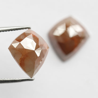 4.57 CT Pair Of Modified cut Diamonds, 11 MM Natural Reddish Gray Color Earth Mined Rustic Diamonds
