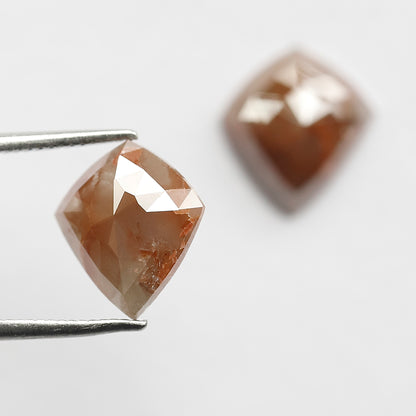 4.57 CT Pair Of Modified cut Diamonds, 11 MM Natural Reddish Gray Color Earth Mined Rustic Diamonds