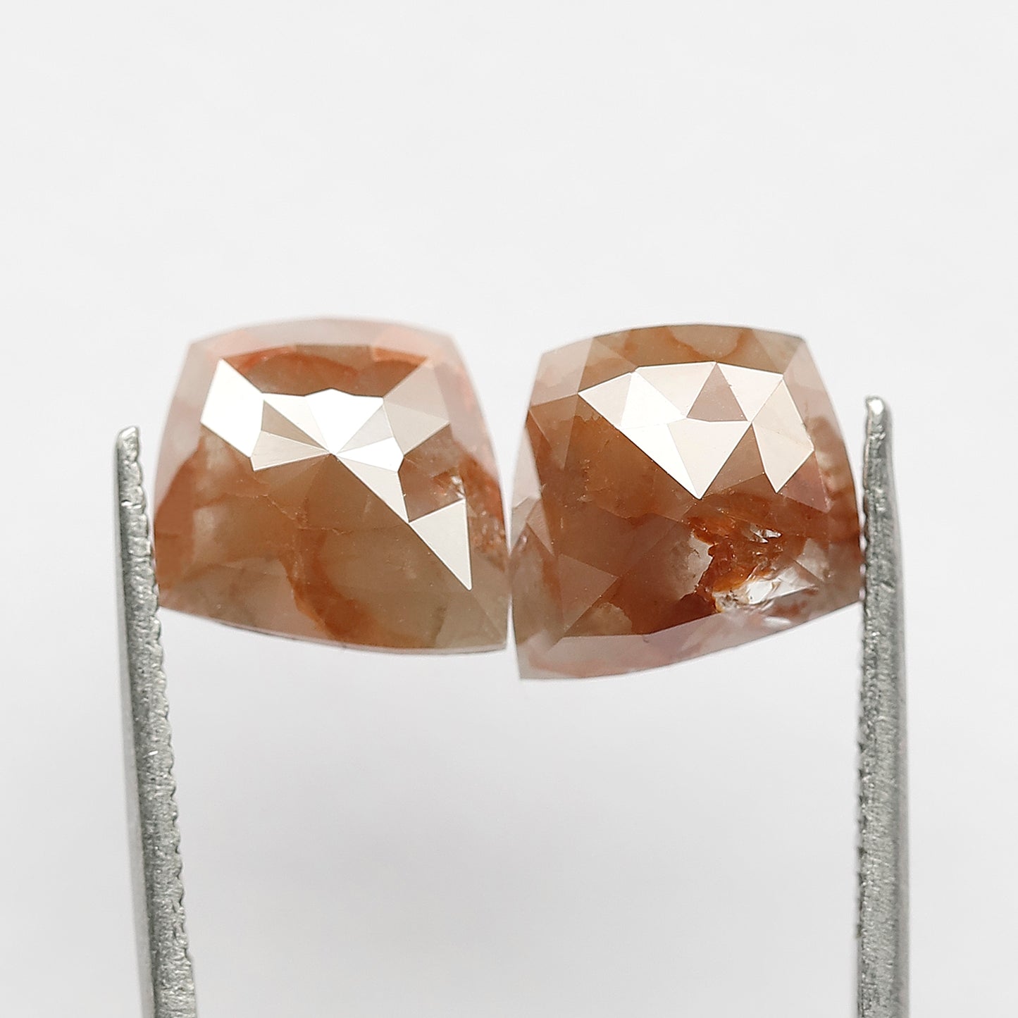4.57 CT Pair Of Modified cut Diamonds, 11 MM Natural Reddish Gray Color Earth Mined Rustic Diamonds