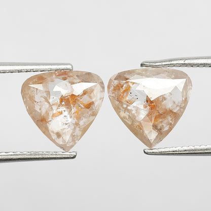 Natural 2.63 CT Translucent Pear Shape Rustic Diamonds Pair, Loose Orangish Gray Earth Mined Diamonds