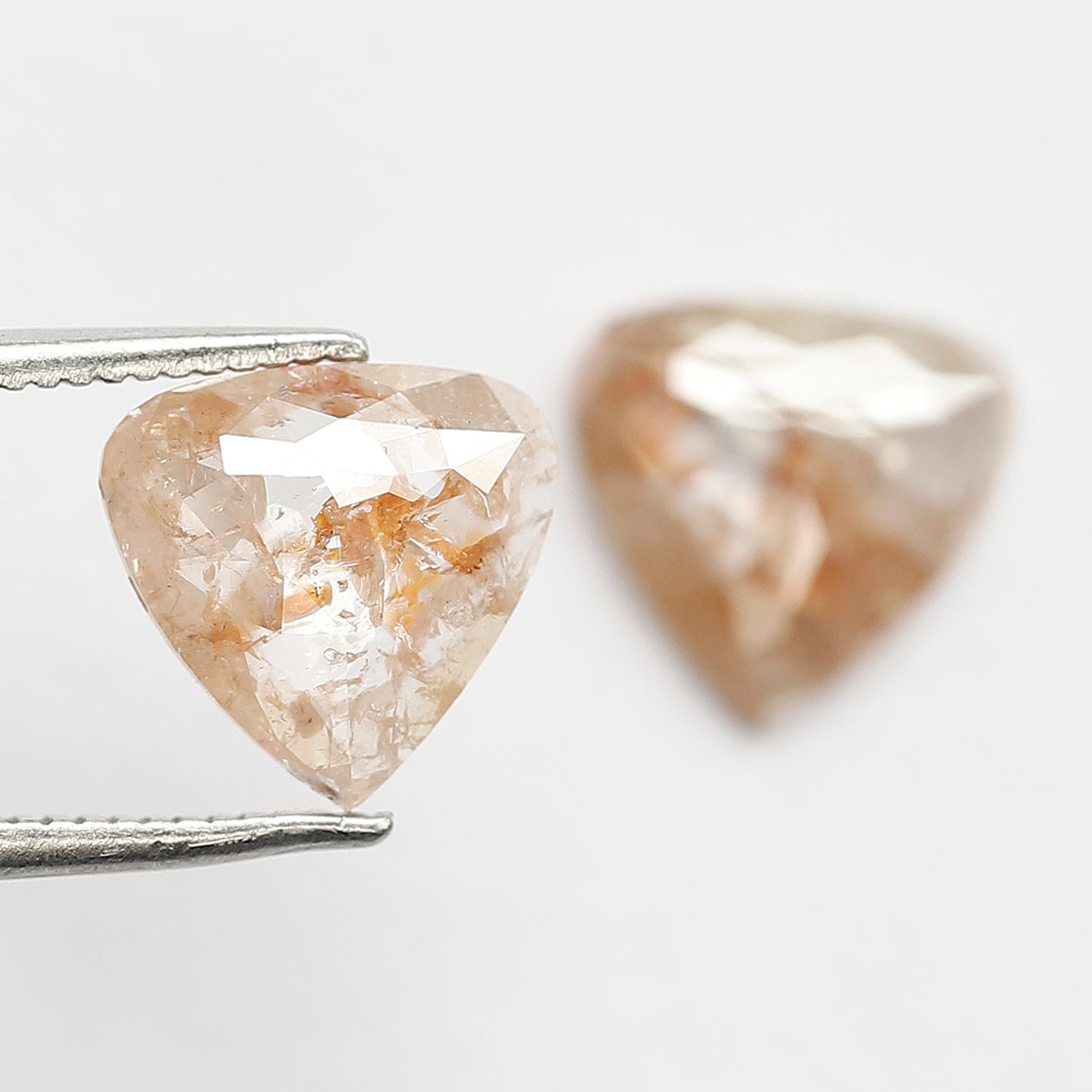 Natural 2.63 CT Translucent Pear Shape Rustic Diamonds Pair, Loose Orangish Gray Earth Mined Diamonds