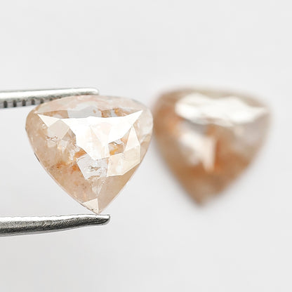 Natural 2.63 CT Translucent Pear Shape Rustic Diamonds Pair, Loose Orangish Gray Earth Mined Diamonds
