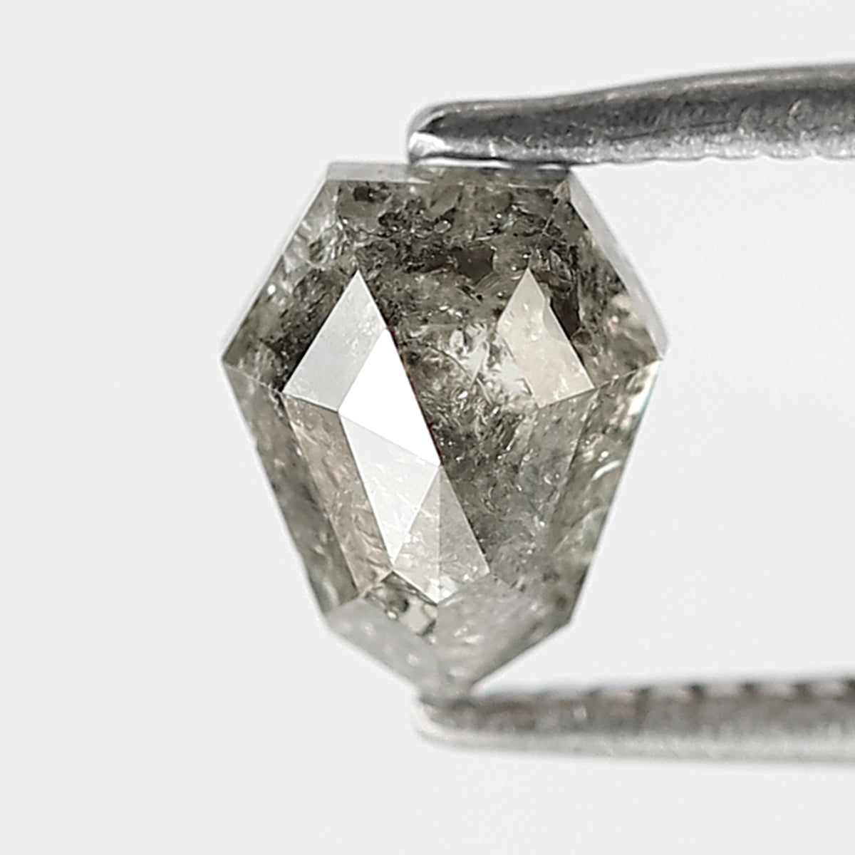 0.95 CT shield Shape Salt and Pepper Diamond 6.50 MM black grey Color Loose Natural Diamond For Wedding Ring