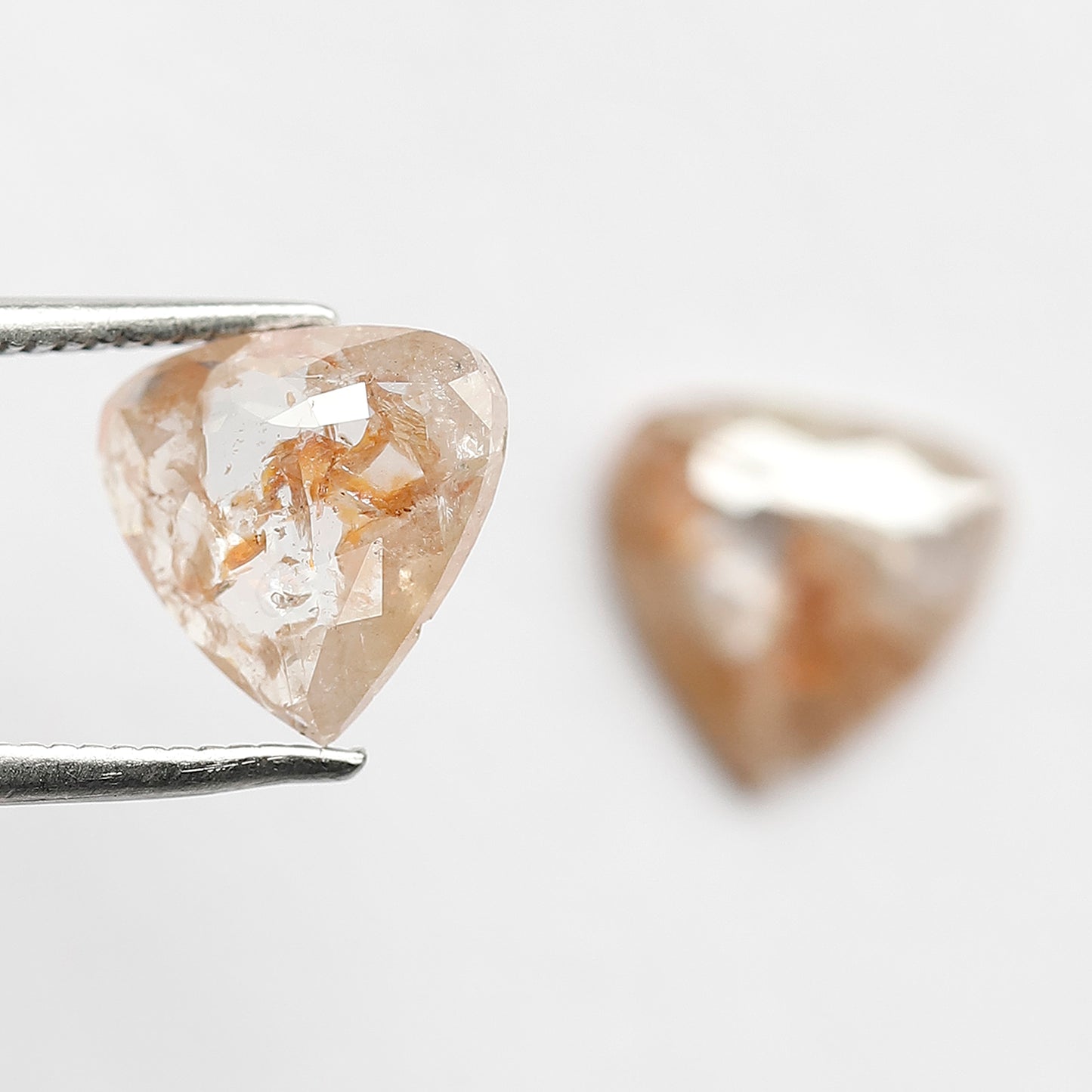 Natural 2.63 CT Translucent Pear Shape Rustic Diamonds Pair, Loose Orangish Gray Earth Mined Diamonds