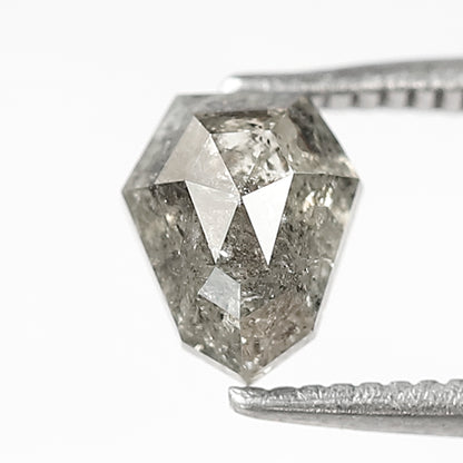 0.95 CT shield Shape Salt and Pepper Diamond 6.50 MM black grey Color Loose Natural Diamond For Wedding Ring