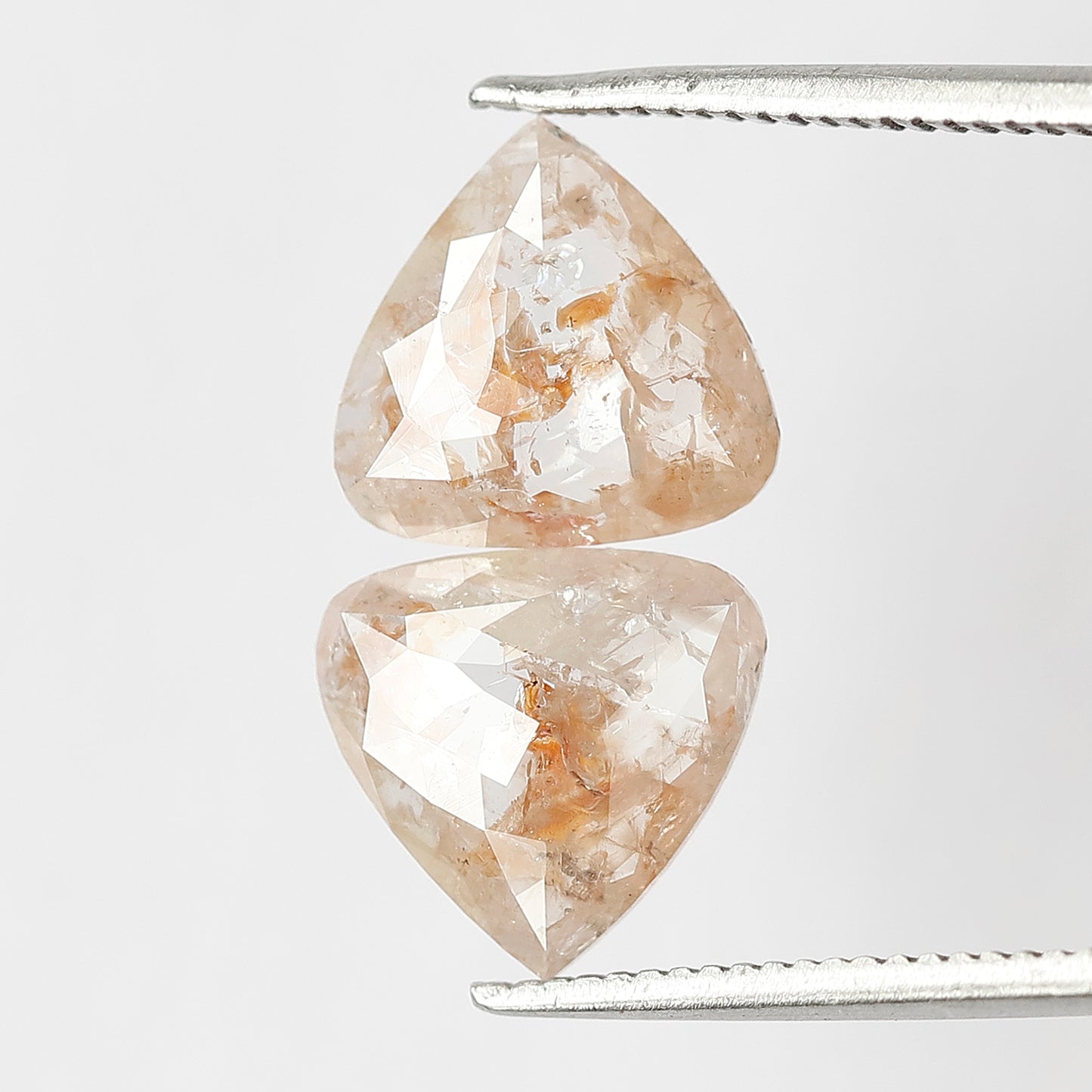 Natural 2.63 CT Translucent Pear Shape Rustic Diamonds Pair, Loose Orangish Gray Earth Mined Diamonds