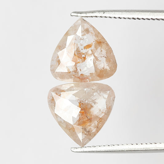Natural 2.63 CT Translucent Pear Shape Rustic Diamonds Pair, Loose Orangish Gray Earth Mined Diamonds