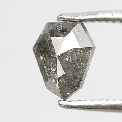 0.95 CT shield Shape Salt and Pepper Diamond 6.50 MM black grey Color Loose Natural Diamond For Wedding Ring
