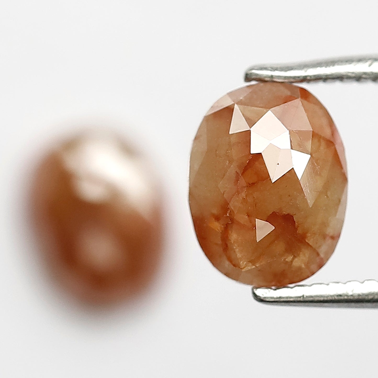 2.10 Ct Oval Rustic Diamond Pair | 7.50 mm Natural Reddish Loose Diamonds for Stud Earrings