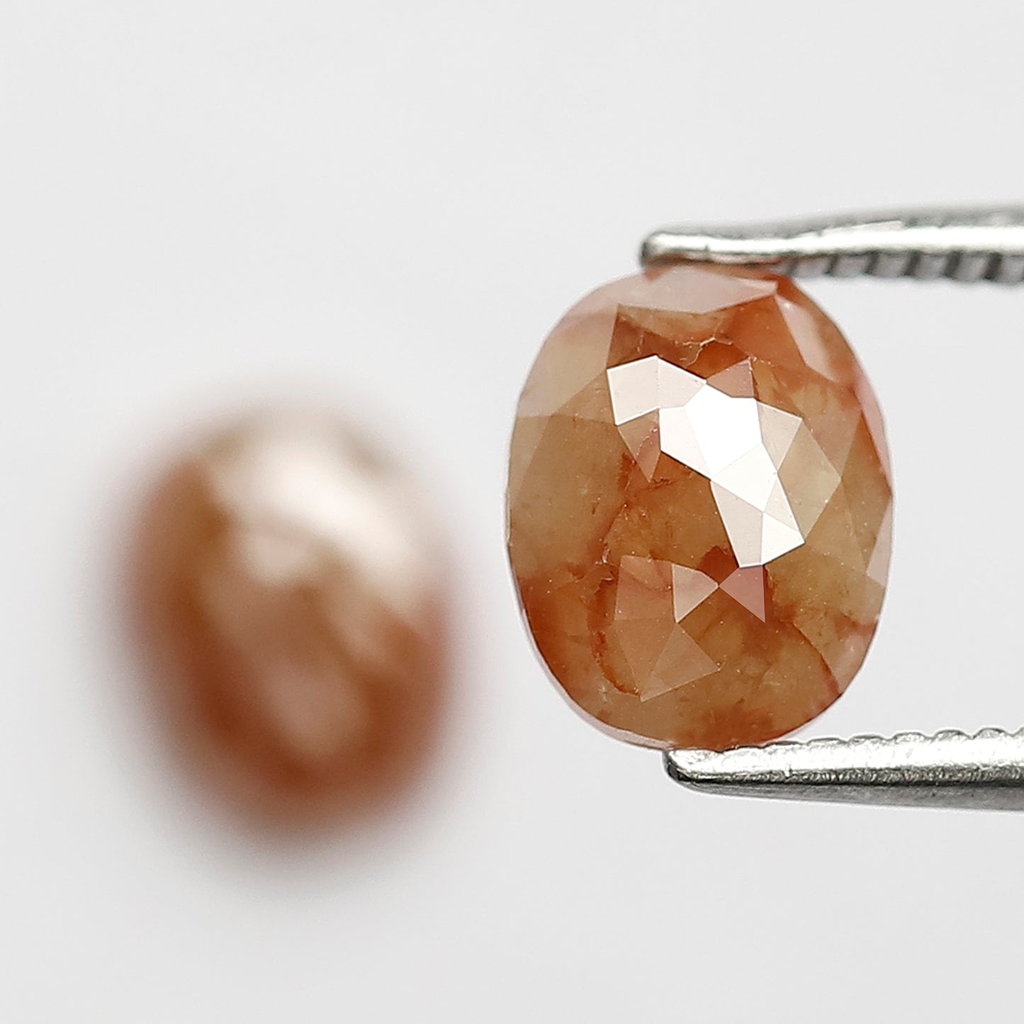 2.10 Ct Oval Rustic Diamond Pair | 7.50 mm Natural Reddish Loose Diamonds for Stud Earrings