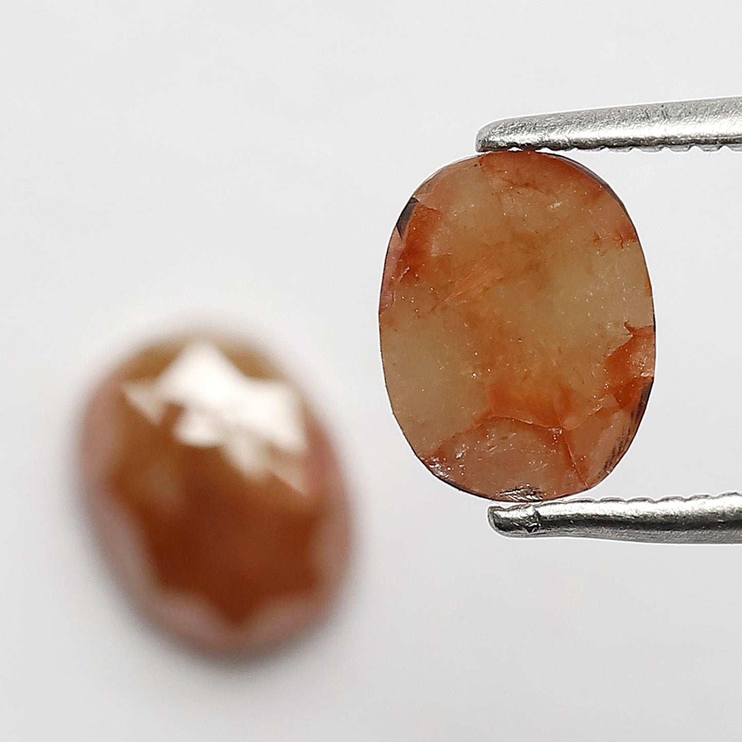 2.10 Ct Oval Rustic Diamond Pair | 7.50 mm Natural Reddish Loose Diamonds for Stud Earrings