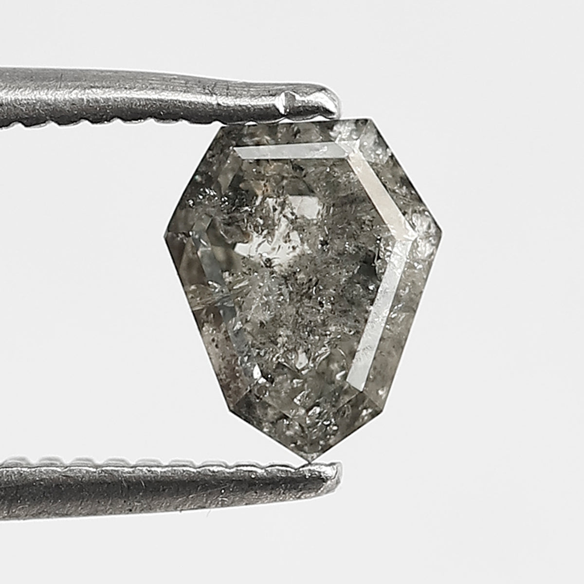 0.95 CT shield Shape Salt and Pepper Diamond 6.50 MM black grey Color Loose Natural Diamond For Wedding Ring