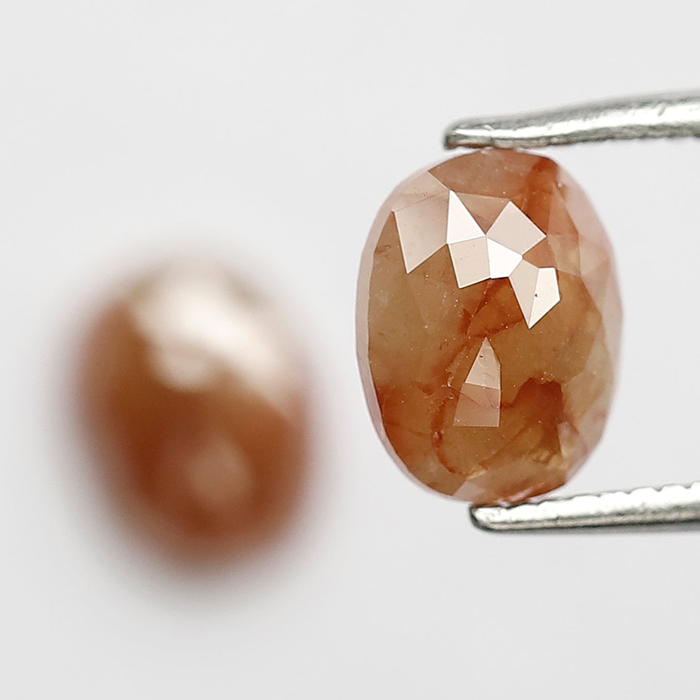 2.10 Ct Oval Rustic Diamond Pair | 7.50 mm Natural Reddish Loose Diamonds for Stud Earrings