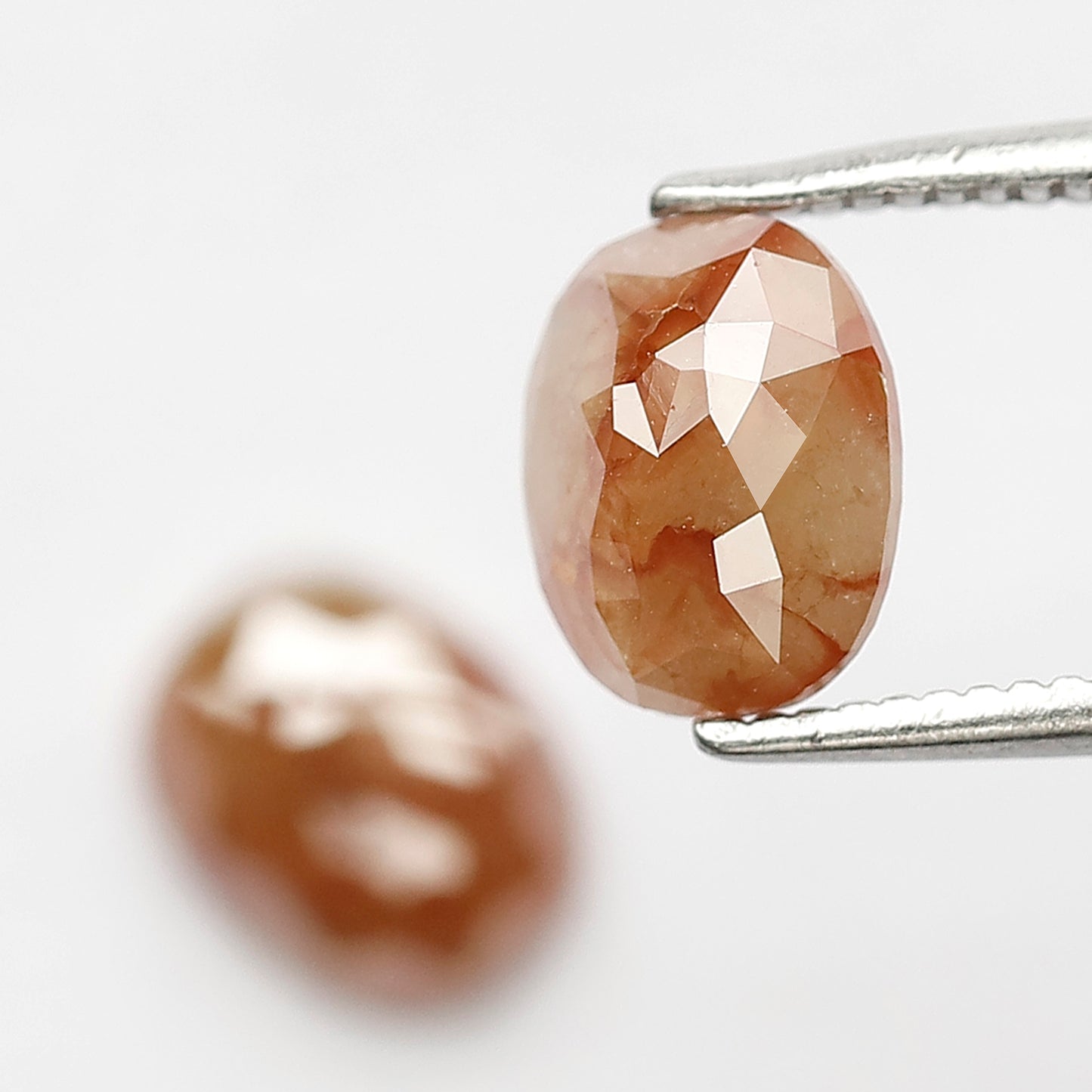 2.10 Ct Oval Rustic Diamond Pair | 7.50 mm Natural Reddish Loose Diamonds for Stud Earrings