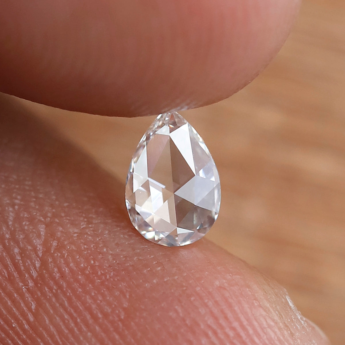 Pear Shape 0.32 Ct Rose Cut Diamond, Natural FG- VS Diamond, 6 x 4 mm Loose Stone for Custom Ring