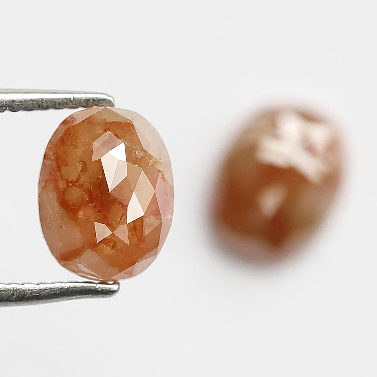2.10 Ct Oval Rustic Diamond Pair | 7.50 mm Natural Reddish Loose Diamonds for Stud Earrings