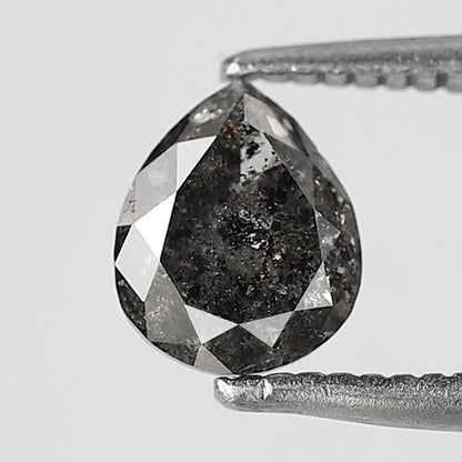 0.64 CT pear Shape Salt and Pepper 6 MM black grey Color Loose Natural Diamond For Wedding Ring