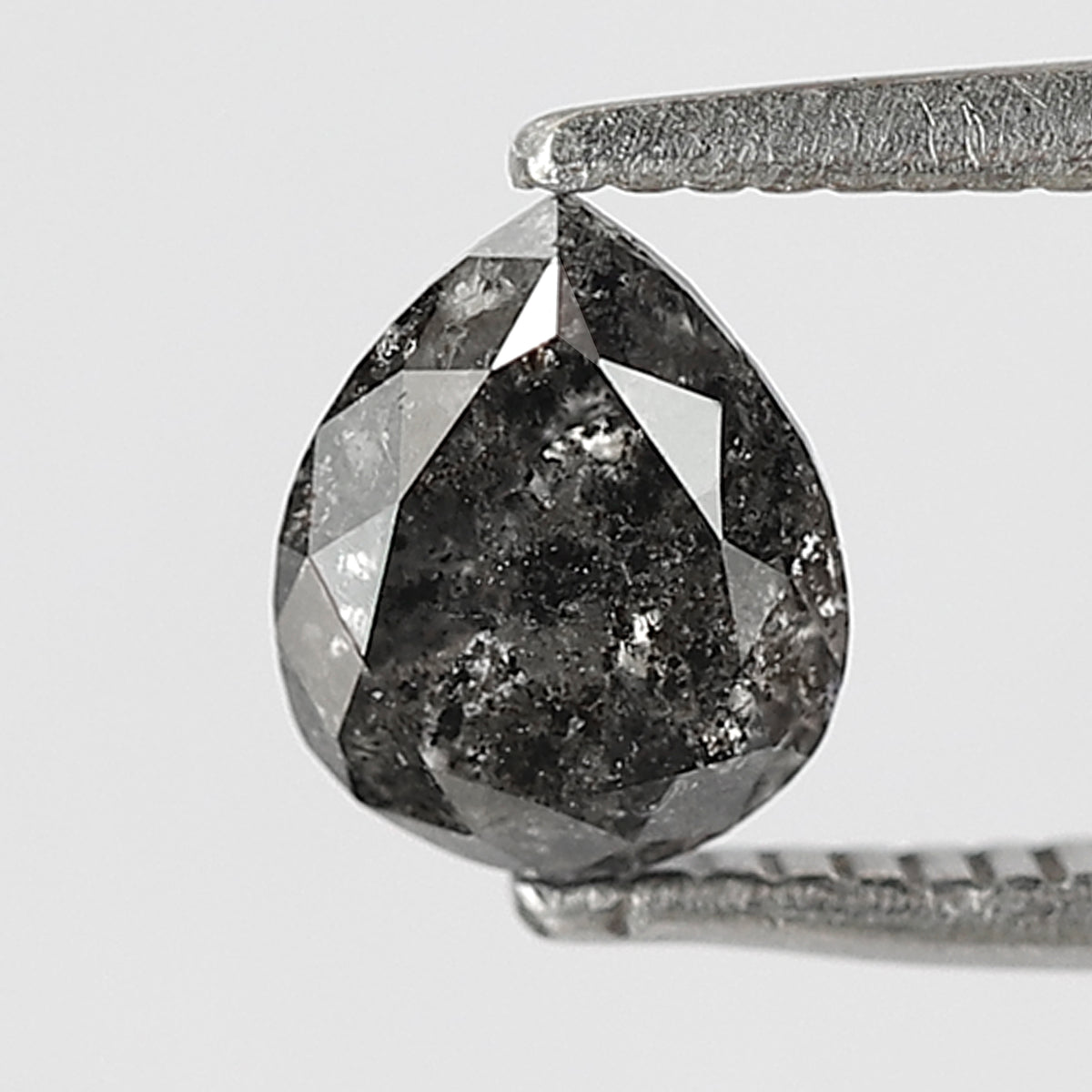 0.64 CT pear Shape Salt and Pepper 6 MM black grey Color Loose Natural Diamond For Wedding Ring