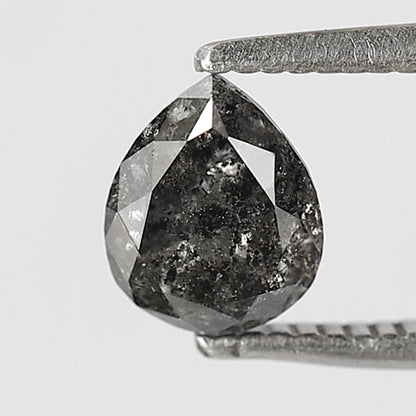 0.64 CT pear Shape Salt and Pepper 6 MM black grey Color Loose Natural Diamond For Wedding Ring