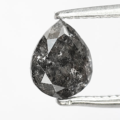 0.64 CT pear Shape Salt and Pepper 6 MM black grey Color Loose Natural Diamond For Wedding Ring