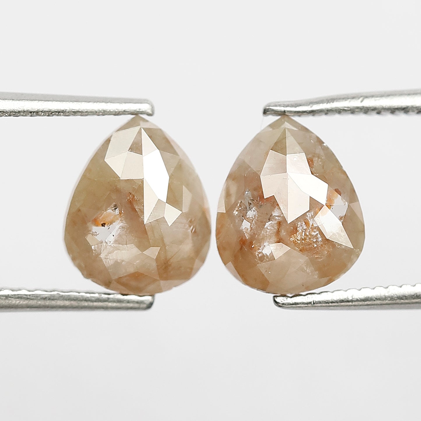 2.41 CT Pear Rustic Diamond Pair, Loose Earth Mined Grayish Red color Diamonds For Bridal Jewelry