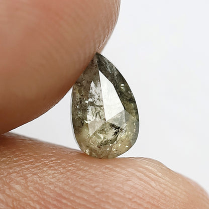 0.75 Ct pear shape Salt and Pepper diamond greenish diamond