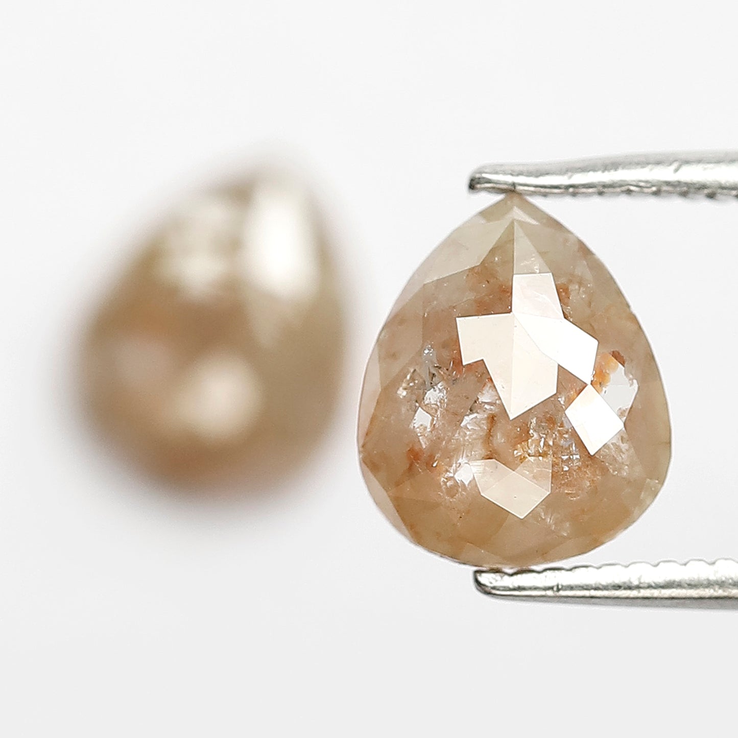 2.41 CT Pear Rustic Diamond Pair, Loose Earth Mined Grayish Red color Diamonds For Bridal Jewelry