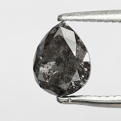 0.64 CT pear Shape Salt and Pepper 6 MM black grey Color Loose Natural Diamond For Wedding Ring