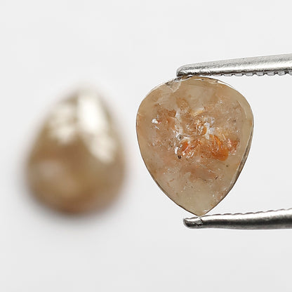2.41 CT Pear Rustic Diamond Pair, Loose Earth Mined Grayish Red color Diamonds For Bridal Jewelry
