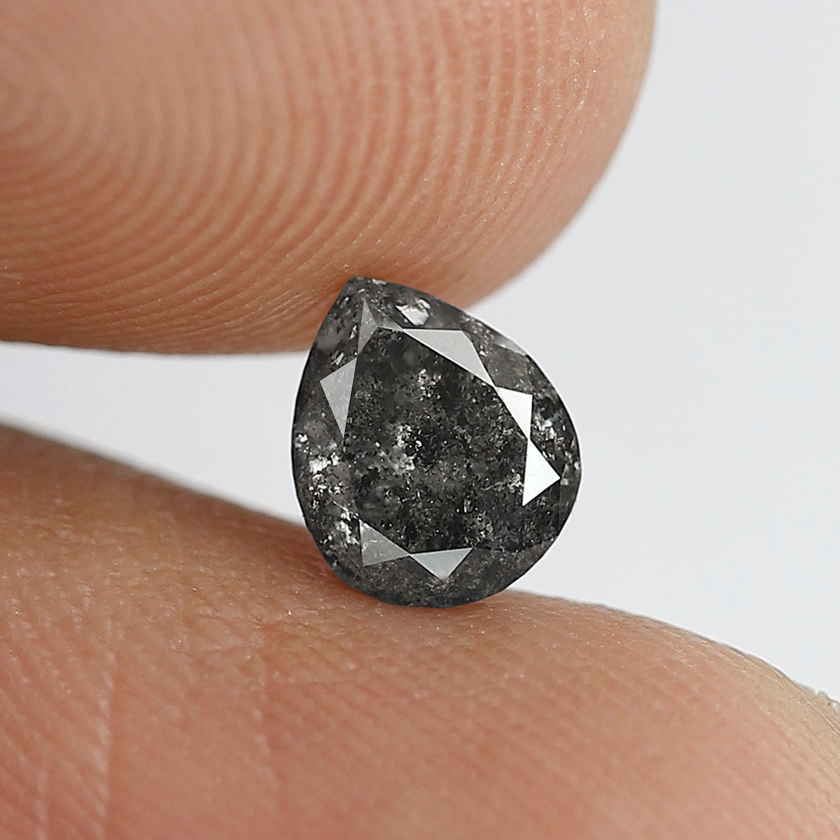 0.64 CT pear Shape Salt and Pepper 6 MM black grey Color Loose Natural Diamond For Wedding Ring