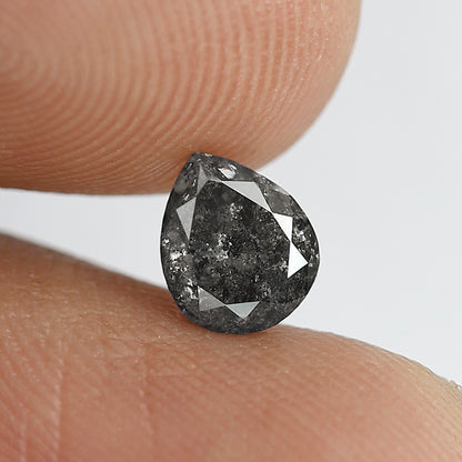 0.64 CT pear Shape Salt and Pepper 6 MM black grey Color Loose Natural Diamond For Wedding Ring