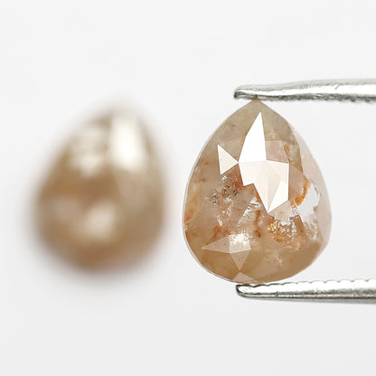 2.41 CT Pear Rustic Diamond Pair, Loose Earth Mined Grayish Red color Diamonds For Bridal Jewelry