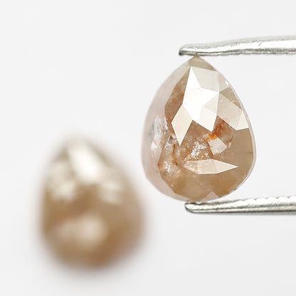 2.41 CT Pear Rustic Diamond Pair, Loose Earth Mined Grayish Red color Diamonds For Bridal Jewelry