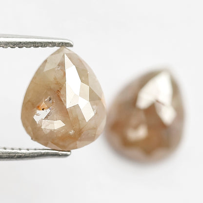 2.41 CT Pear Rustic Diamond Pair, Loose Earth Mined Grayish Red color Diamonds For Bridal Jewelry