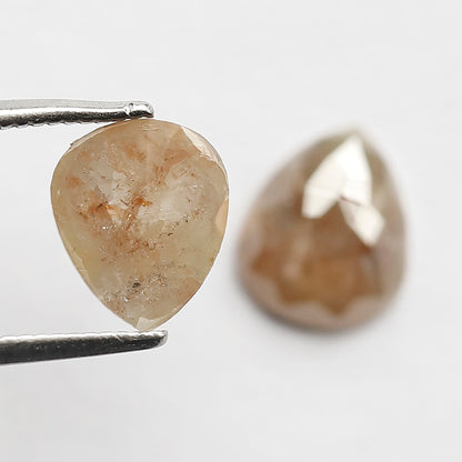 2.41 CT Pear Rustic Diamond Pair, Loose Earth Mined Grayish Red color Diamonds For Bridal Jewelry