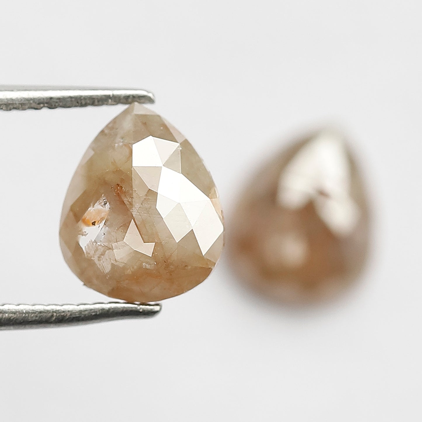 2.41 CT Pear Rustic Diamond Pair, Loose Earth Mined Grayish Red color Diamonds For Bridal Jewelry