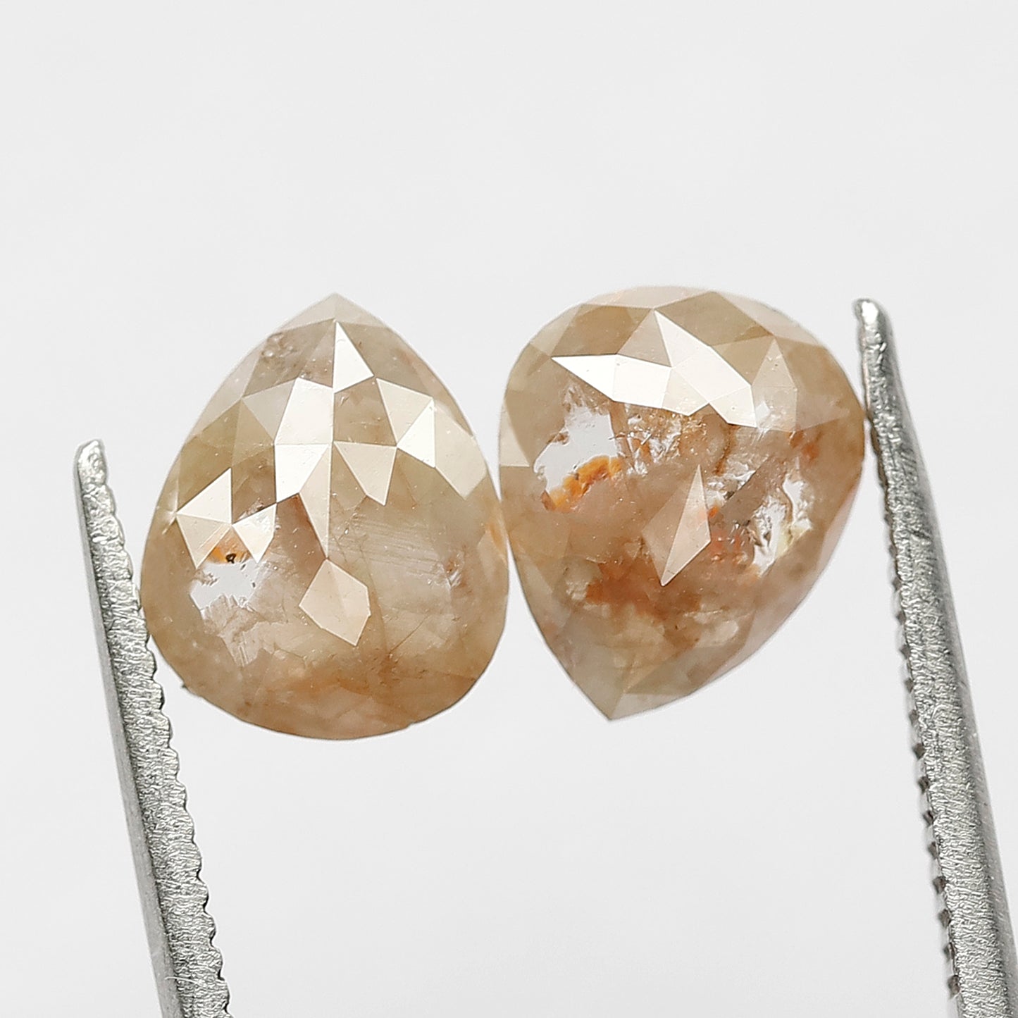 2.41 CT Pear Rustic Diamond Pair, Loose Earth Mined Grayish Red color Diamonds For Bridal Jewelry