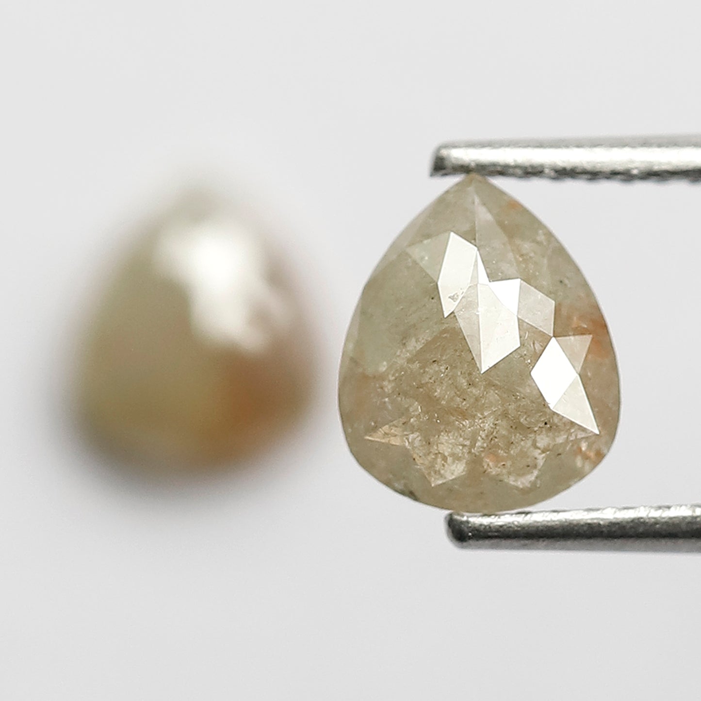 Pear Pair 2.06 Ct Natural Grayish Light Green Rustic Diamonds | 7.50 mm Loose Earrings Stones